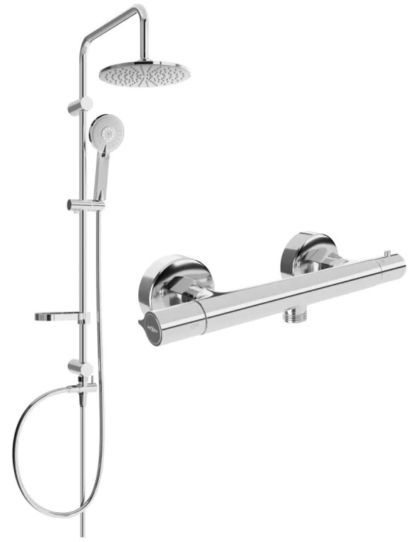 Mexen Carl, sprchový set s dažďovou sprchou a Slim termostatickou sprchovou batériou, chrómová, 77105240-00