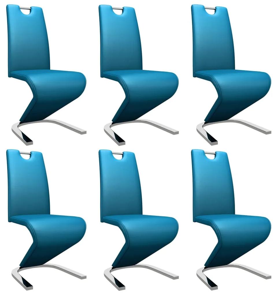 Jedálenské stoličky, cikcakový tvar 6 ks, modré, umelá koža 279456