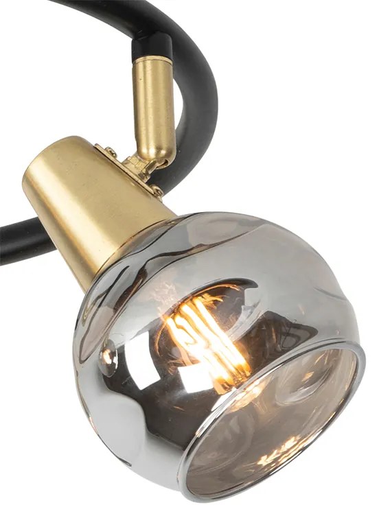 Stropná lampa čierna 44,5 cm s dymovým sklom 3-svetlo - Vidro