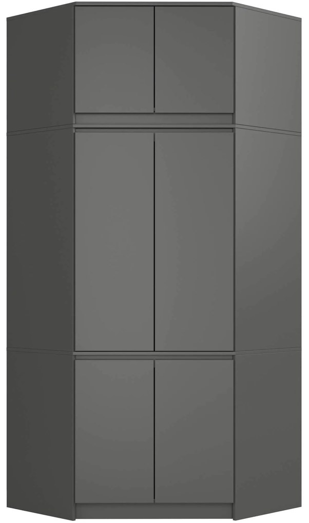 Rohová šatníková skriňa CLP 100 cm 6D grafitovo šedá