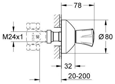 GROHE 19806001 - Horný diel podomietkového ventilu COSTA L 20-200 mm lesklý chróm