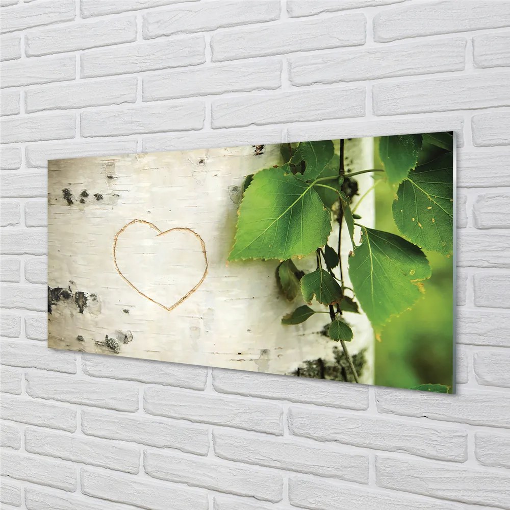 Nástenný panel  Heart brezové lístie 120x60 cm