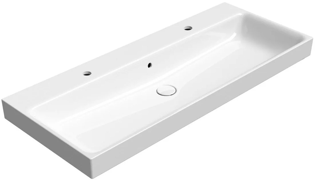 GSI GSI, NUBES keramické umývadlo 120x50 cm, 2 otvory, biela ExtraGlaze, 9624211