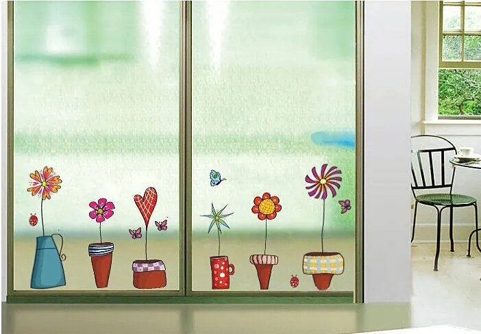 Samolepka na stenu "Kvety v črepníku" 45x60 cm