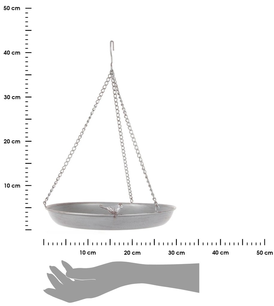 Závesné napájadlo pre vtáky Round, 45x30,5 cm, kov, sivá