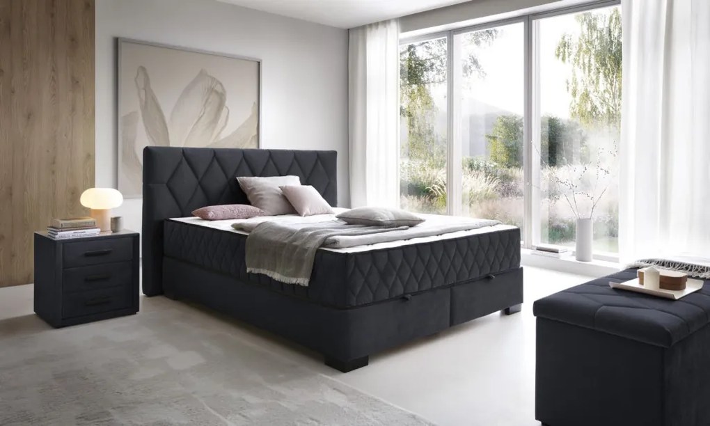 Posteľ Reve 180x200 cm, tmavo šedá látka