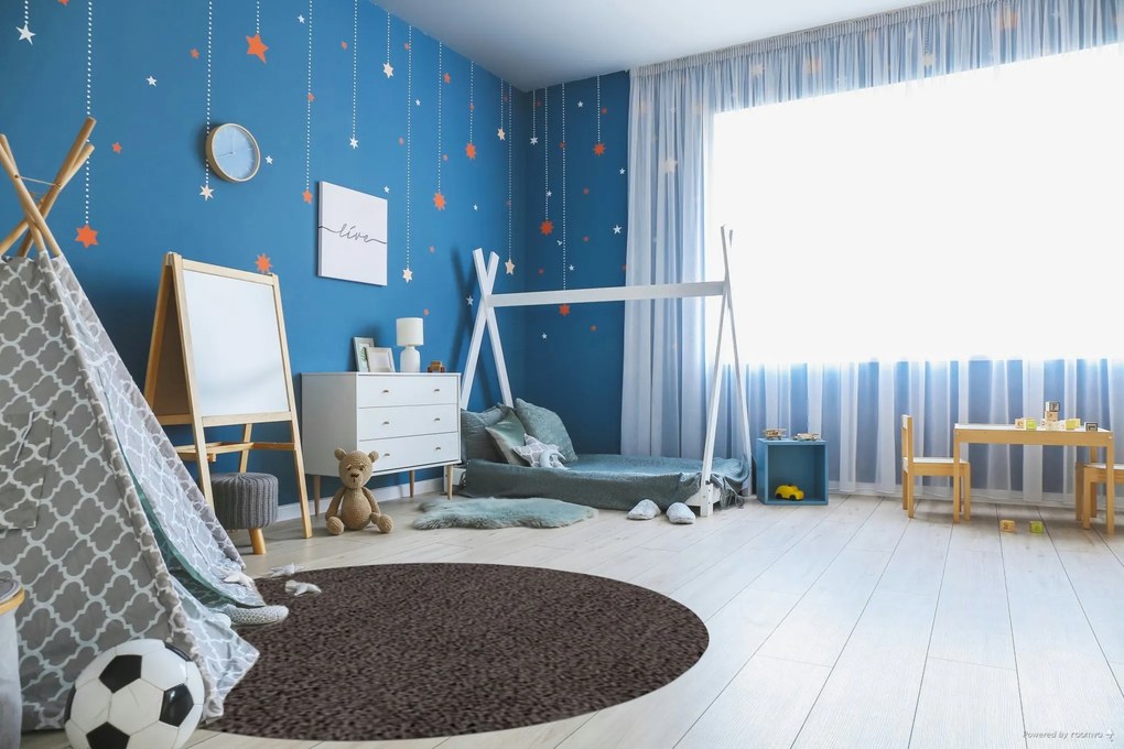 Ayyildiz, Kusový koberec Life Shaggy 1500 taupe kruh, 80x80 (priemer) kruh, hnedá, obývacia izba