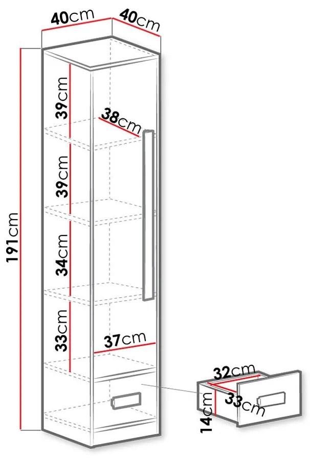 Policová skriňa Rowan RL4 (biela + biela lesklá + sivá). Vlastná spoľahlivá doprava až k Vám domov. 1122867