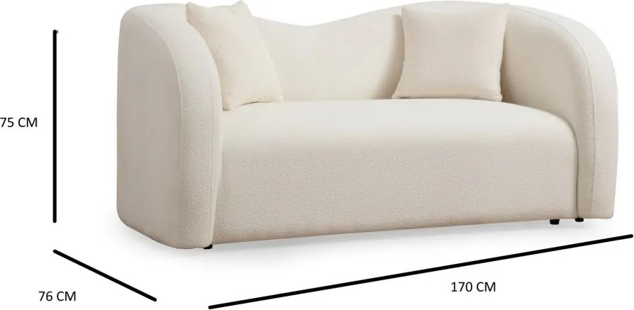 Dvojmiestna pohovka Asos 170 cm bouclé krémová