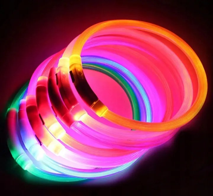 Nuxie LED svietiaci obojok pre mačku a psa 55 cm oranžový