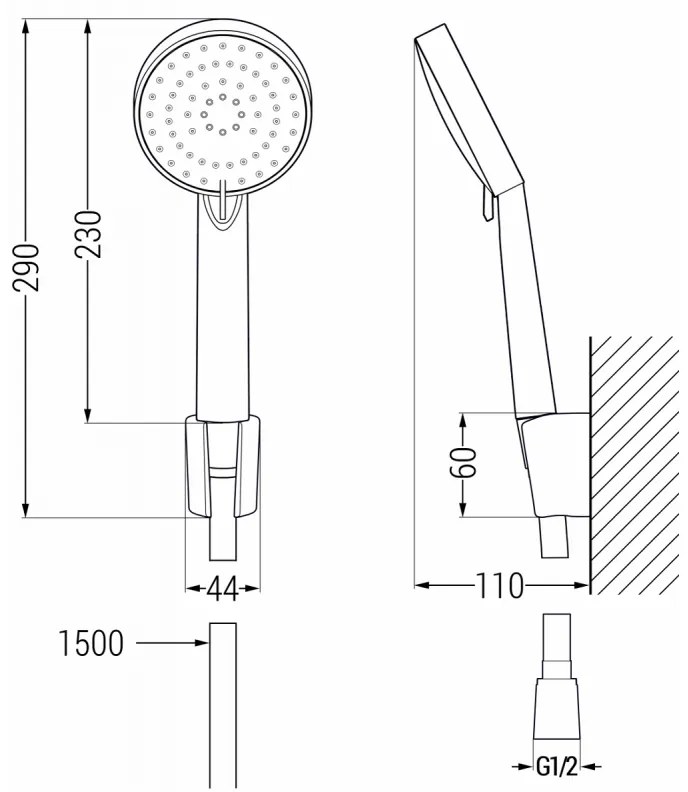 Mexen Kama vaňová sada R75, čierna - 72503R75-70