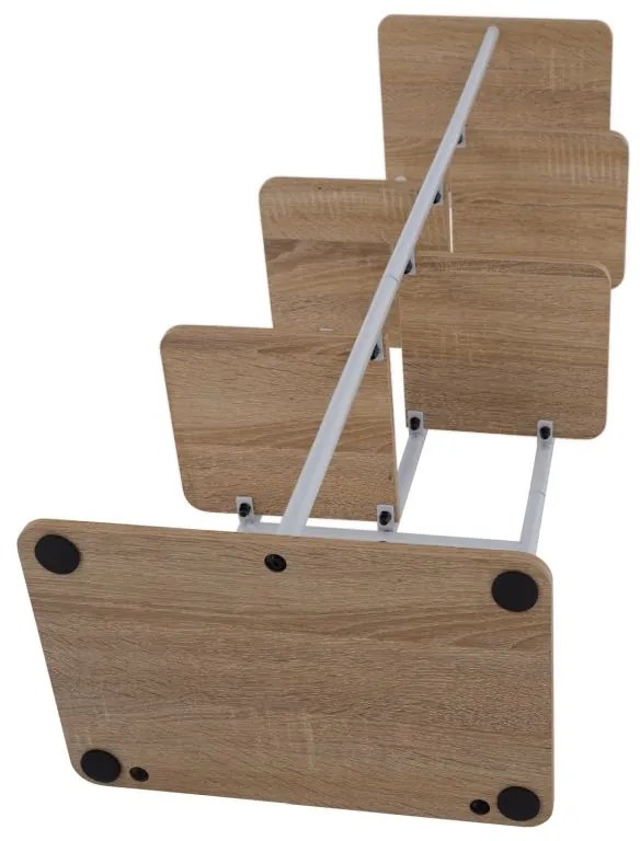 Kondela Stojan na kvety, kov biely, DTD dub sonoma, LEDOR TYP 2