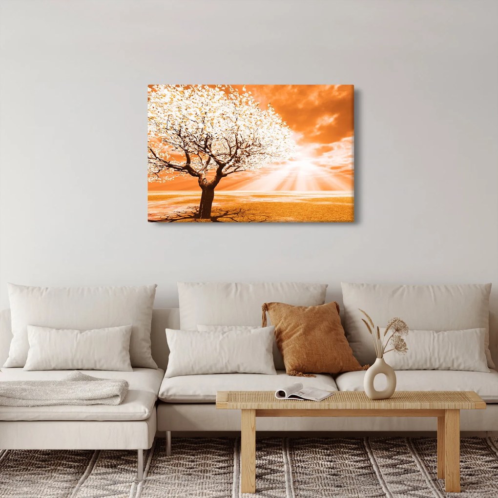 Oranžový obraz stromu (90x60 cm)