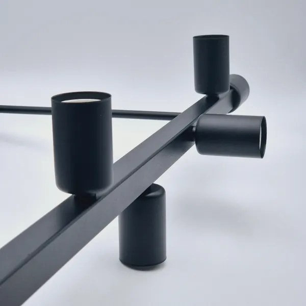 Luster na tyči ASTRID 8xE27/60W/230V čierna