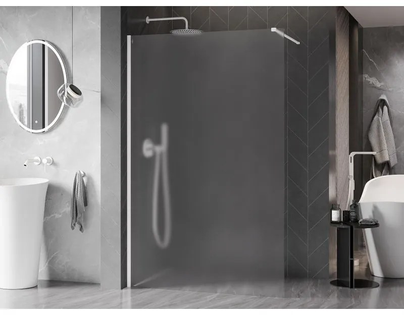 Mexen Kioto-X, sprchová zástena 160 x 200 cm, 10mm sklo námraza, biely profil, 800-160-101-20-30-X