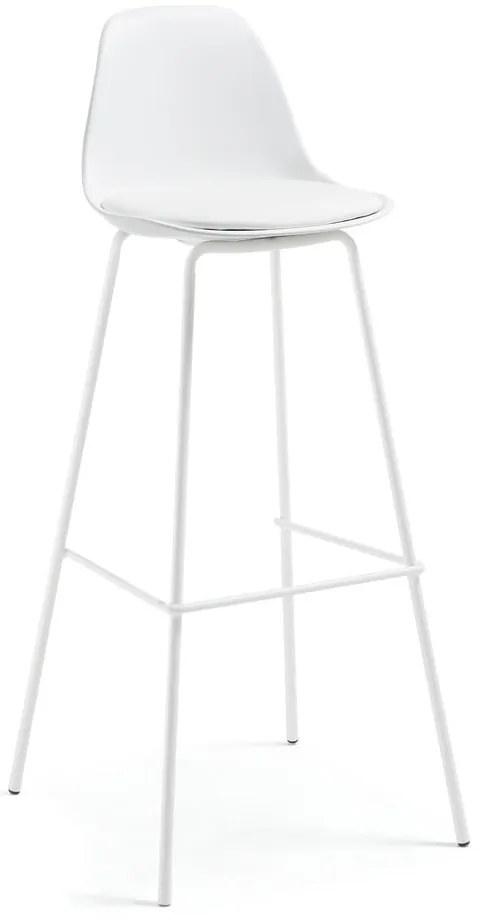 Biela barová stolička z imitácie kože (výška sedadla 75 cm) Brighter – Kave Home