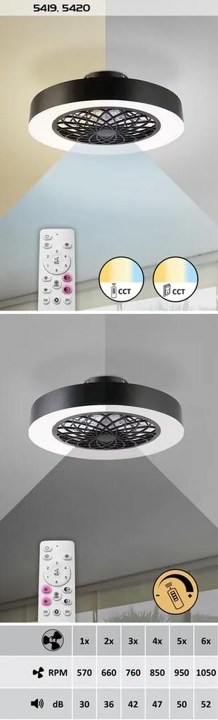 RABALUX Prisadené stropné LED osvetlenie s ventilátorom ADONIAS, 35W, teplá biela-studená biela, okrúhle, če