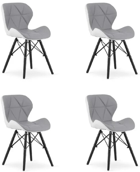 Set štyroch jedálenských stoličiek LAGO ekokoža, sivé / biele / čierne (4 ks)