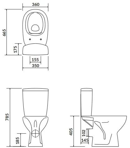 Cersanit ARTECO - WC kombi + antibakteriálne sedátko s funkciou pomalého zatvárania, horizontálny odpad, K667-056