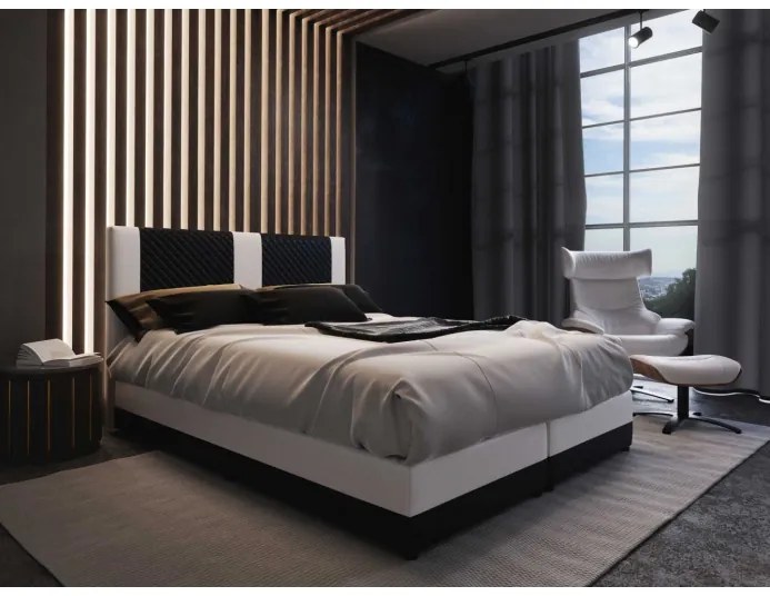 Moderná boxpringová posteľ PIERROT 140x200, čierna + biela