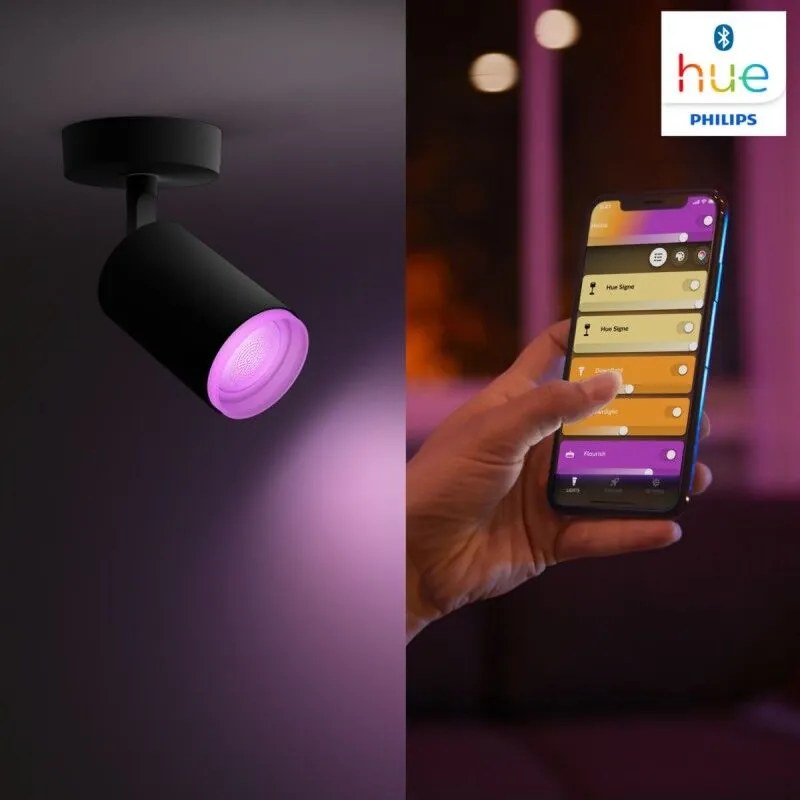 PHILIPS HUE Nástenné bodové LED inteligentné osvetlenie HUE FUGATO s funkciou RGB, 1xGU10, 5,7 W, teplá biela-st