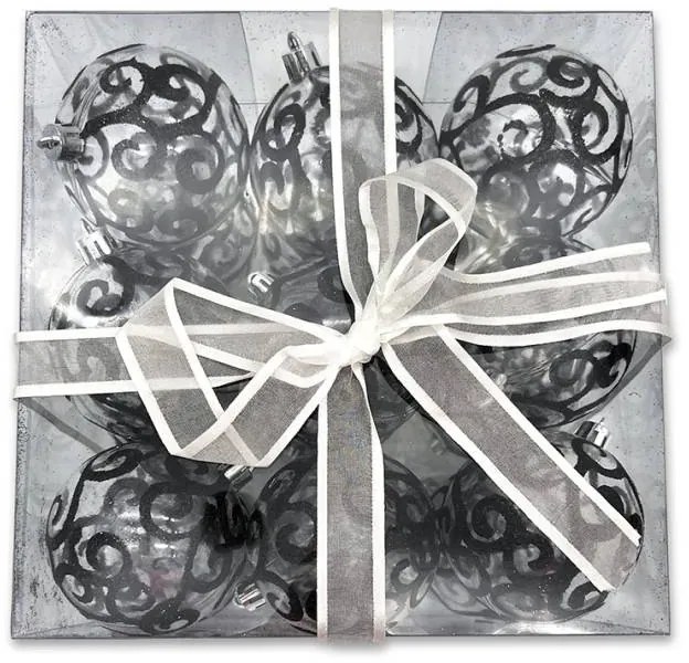 DECOLED Plastové ozdoby, prům. 7 cm, 18 ks, černá