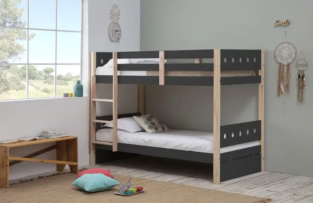 Poschodová posteľ v škandinávskom dizajne Compte, antracite | BIANO
