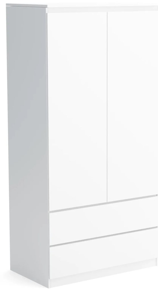 Šatní skriňa 90cm so 2 zásuvkami a vešiakom LUNE Biela
