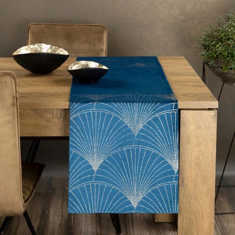 Dekorstudio Elegantný zamatový behúň na stôl BLINK 14 granátovomodrý Rozmer behúňa (šírka x dĺžka): 35x220cm