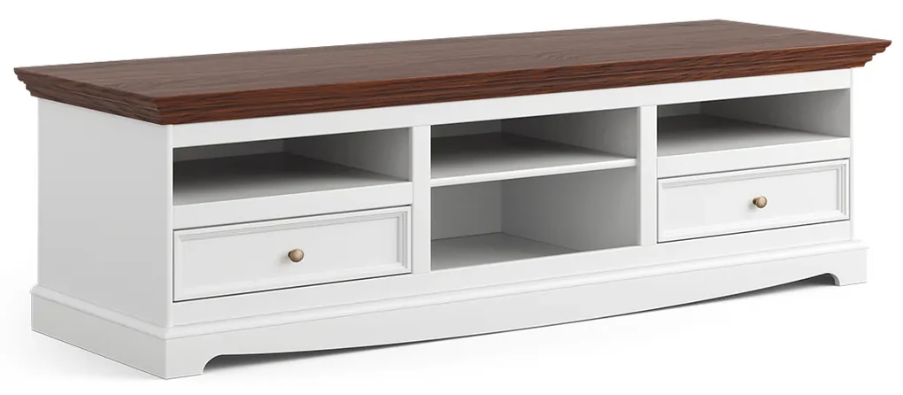 PROXIMA.store - Rustikálny veľký TV stolík - BELLUNO ELEGANT FARBA: biela