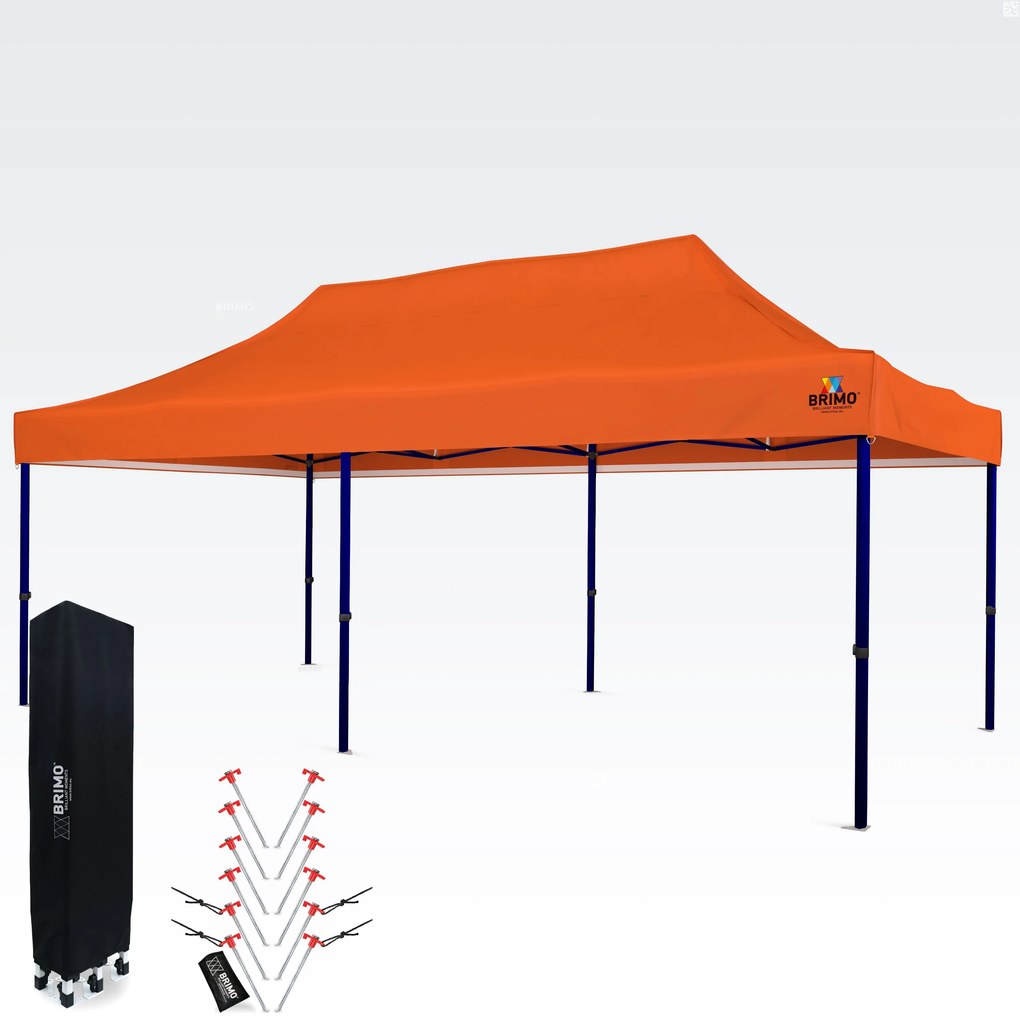 BRIMO Nožnicový párty stan EXCLUSIVE oceľ 3x6 m bez stien oranžový
