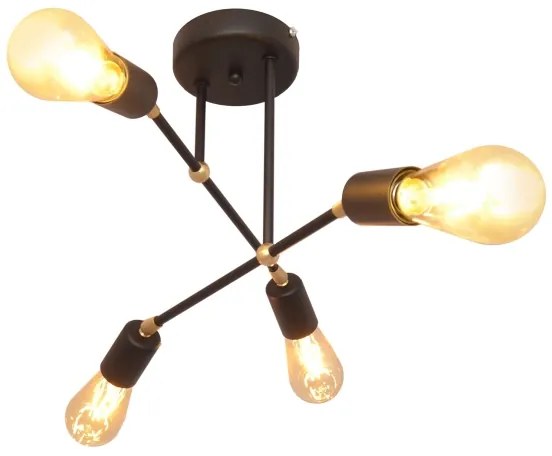 Prisadený luster ROSETTE 4xE27/15W/230V čierna/zlatá