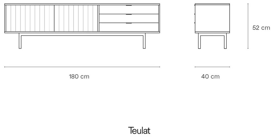 TV stolík v dekore duba v šedo-prírodnej farbe 180x52 cm Sierra – Teulat
