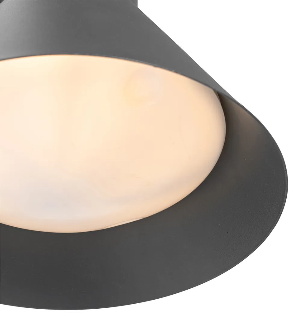 Priemyselná vonkajšia nástenná lampa tmavosivá kužeľ IP44 - Natas
