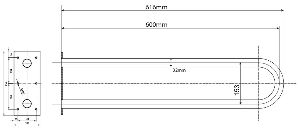 Sapho, HANDICAP oporné madlo tvar U 600mm, nerez lesk, XH538