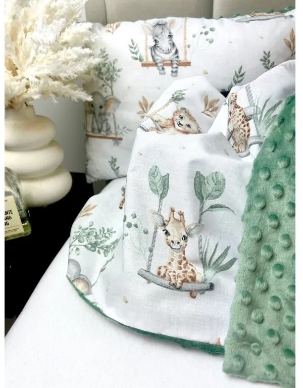 INTERMEDIC SK Set Intermedic do kočíka Animals/minky zelená 100x75/40x30 cm