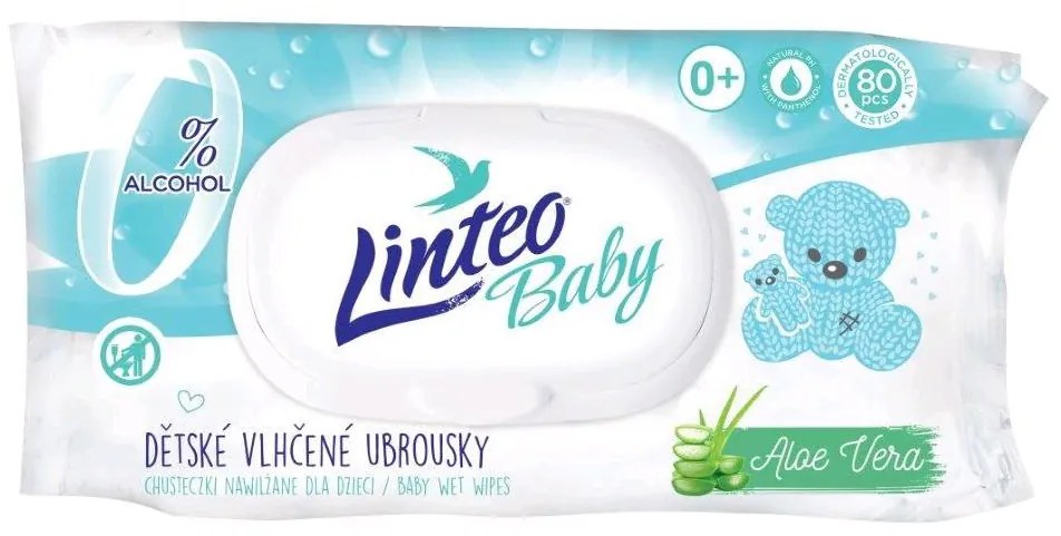 Detské vlhčené obrúsky Linteo Baby s Aloe Vera 80 ks