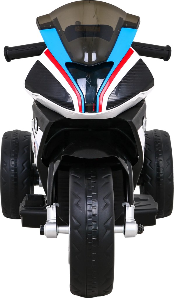 Ramiz BMW HP4 detský motocykel na batérie modrý + 3 kolieska + LED + MP3 USB + ekokoža