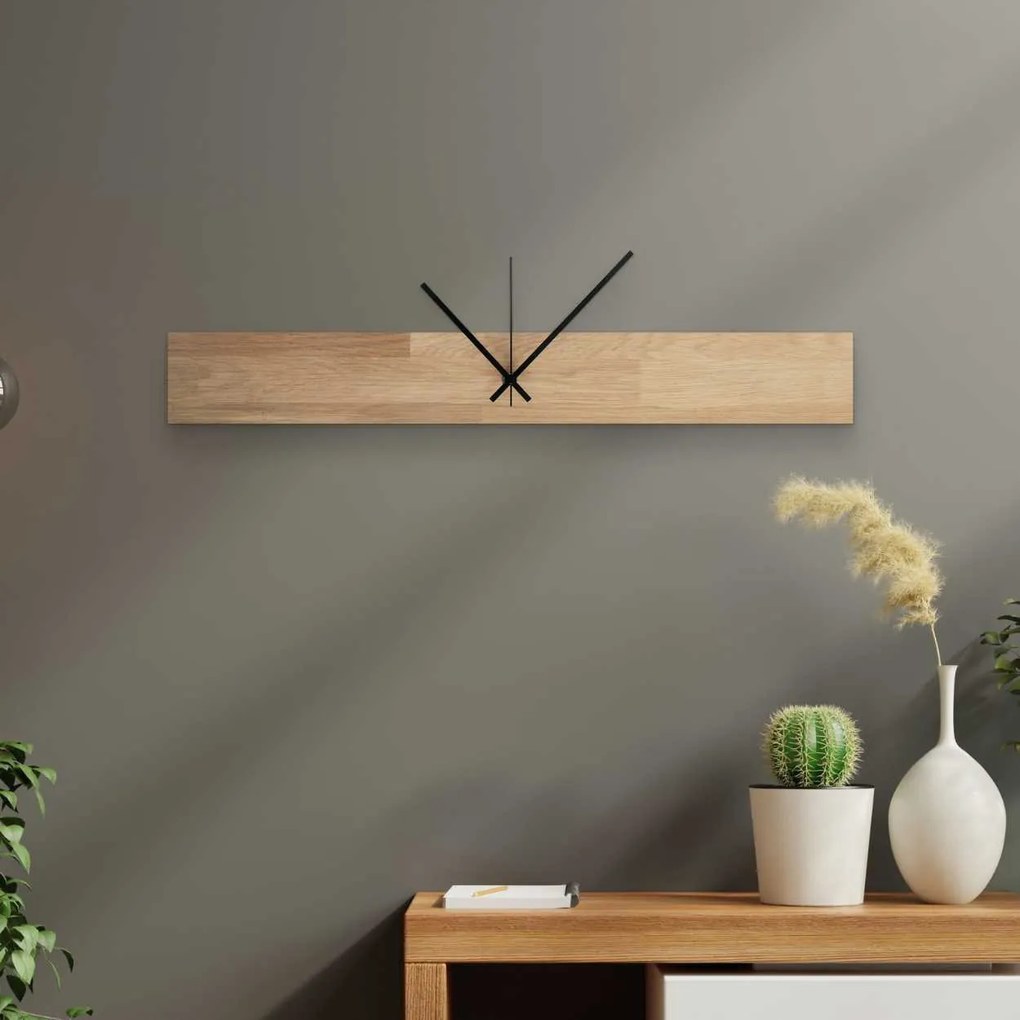 SENTOP | Minimalistické hodiny z prírodného dreva I SENTOP MAS020-3041-SILVER-60x8cm analógové