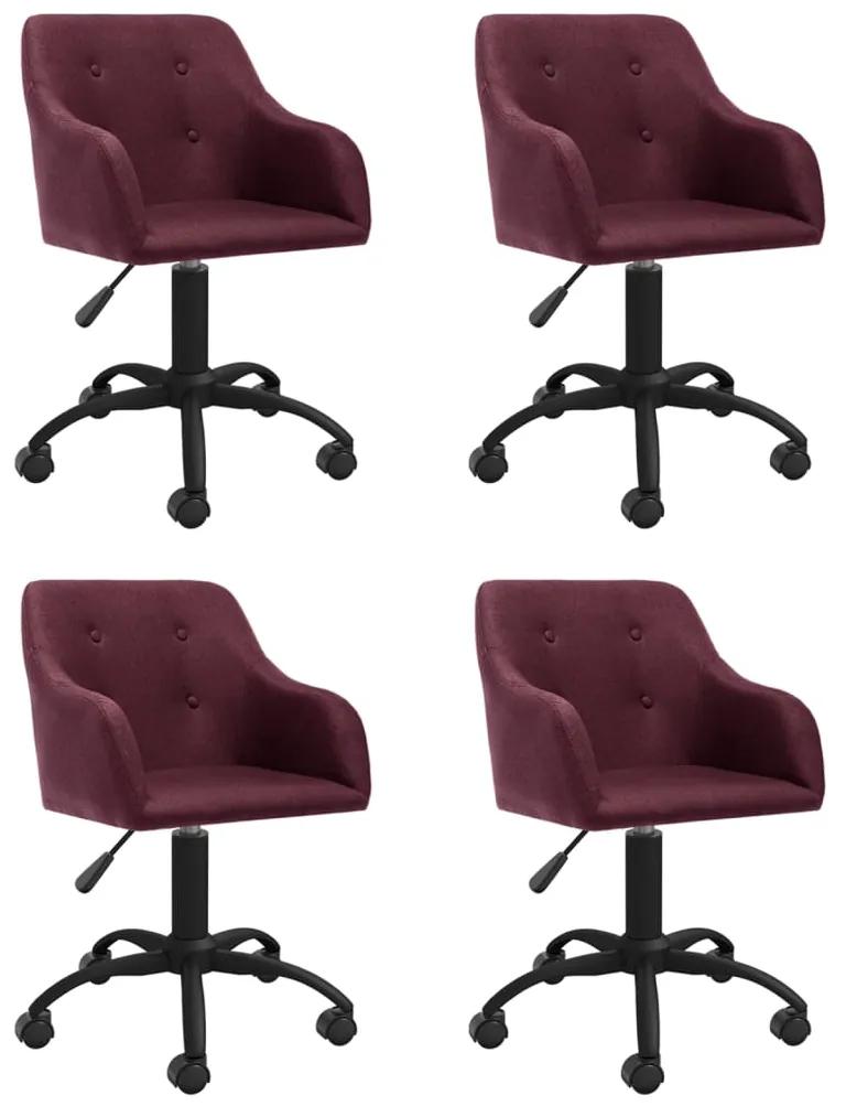 Otočné jedálenské stoličky 4 ks fialové látkové