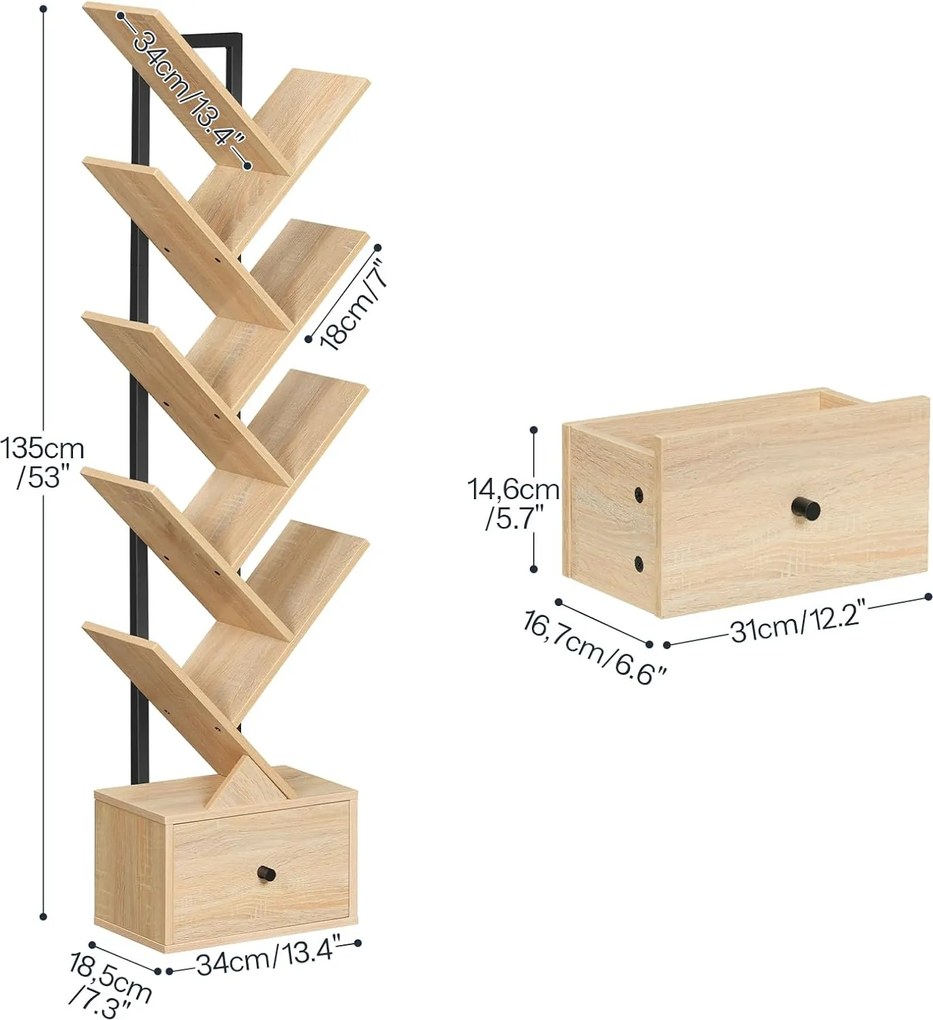 Dizajnová knižnica Marelo 135 cm hnedá/čierna
