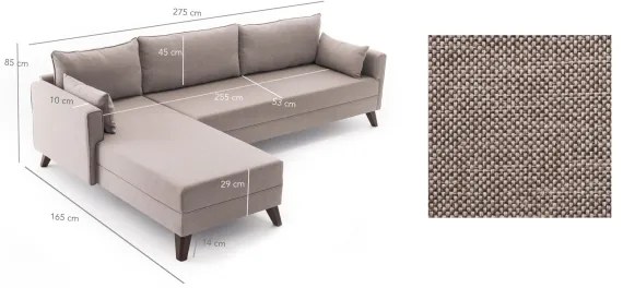 Rohová sedacia súprava KORFU do tvaru L, krémová, ľavé prevedenie