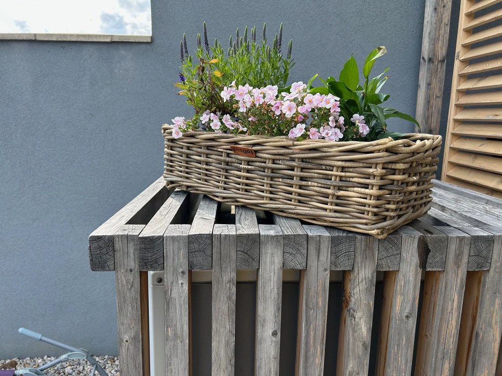 Ratanový hrantík s igelitovou vložkou Rozmery (cm): 50x18, v. 14