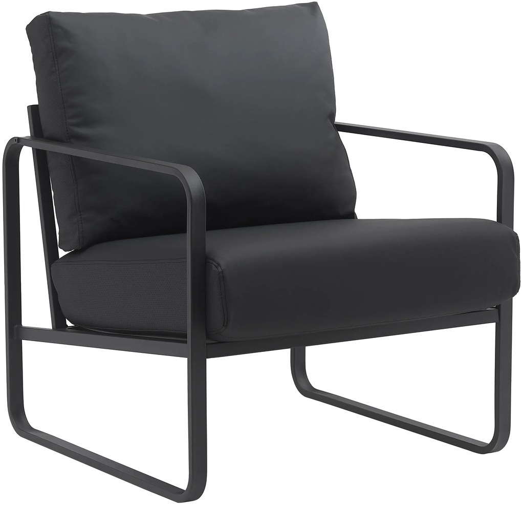 Design-Shop Kreslo Manea - koženka / kov - Čierna