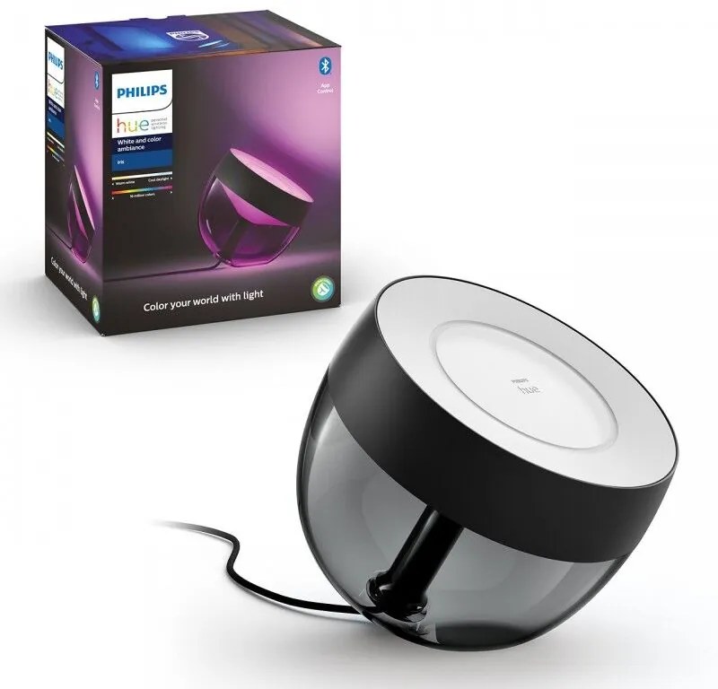 PHILIPS HUE Stolná múdra LED stmievateľná lampa HUE IRIS s funkciou RGB, 8,1 W, teplá biela-studená biela, čiern