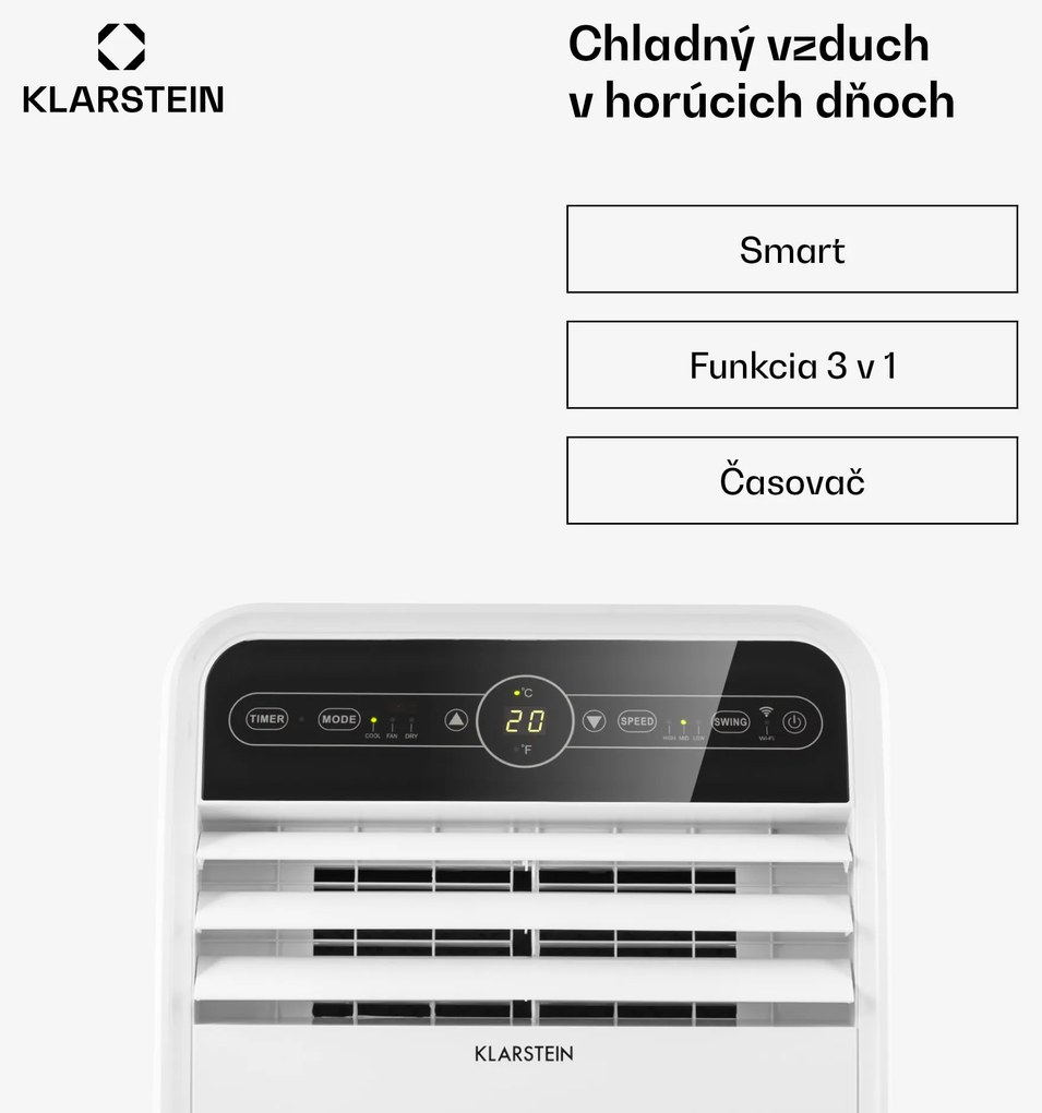 Klarstein Metrobreeze New York Smart 12k, mobilná klimatizácia, 12000 BTU/3,5 kW, A, diaľkový ovládač
