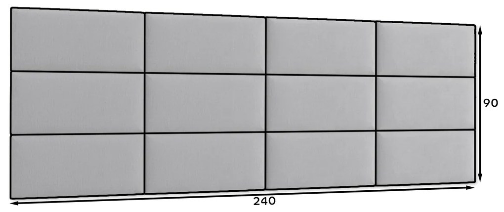 Set 12 čalúnených panelov Quadra 240x90 cm (mentolová). Vlastná spoľahlivá doprava až k Vám domov. 1052012