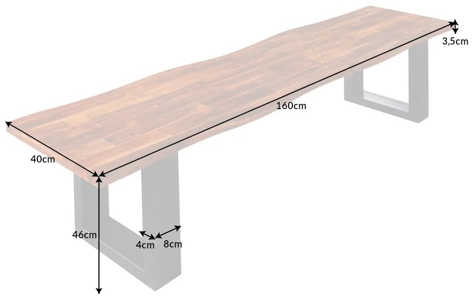 Dizajnová lavica Evolution 160 cm hnedá akácia