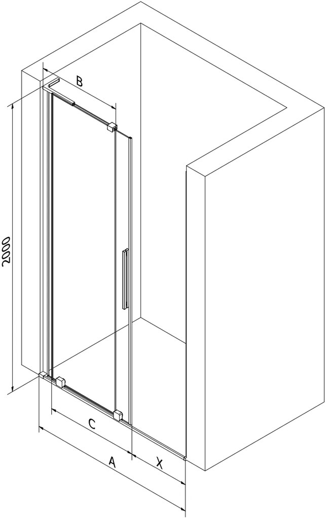 Mexen Velar L, posuvné sprchové dvere do otvoru 100 cm, 8mm sklo námraza, chrómová, 871-100-003-31-01