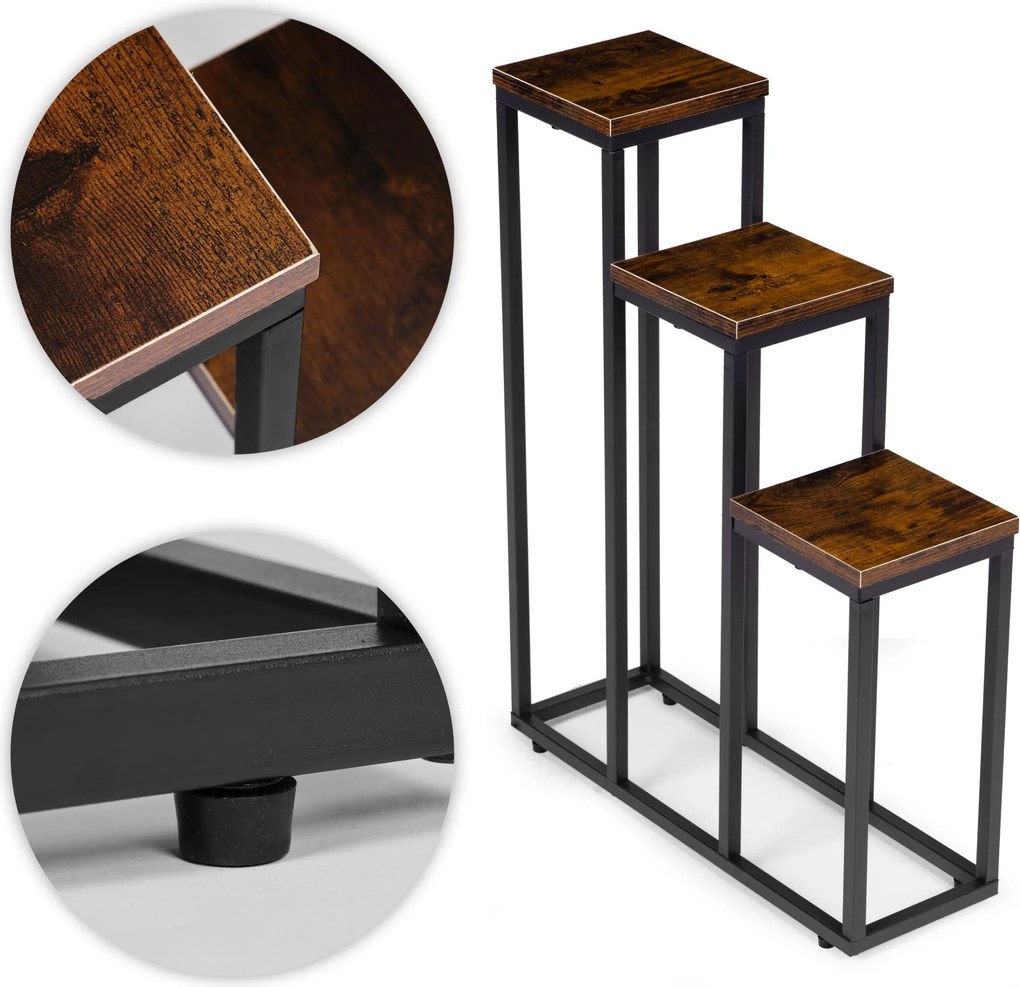 Stojan na květiny EVELIN 67x51,5 cm hnědý/černý